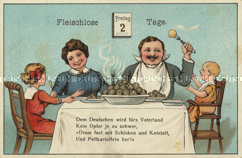 Postkarte zur Lebensmittelsversorgung im Ersten Weltkrieg